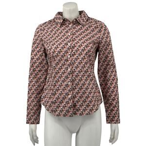 Boden Top Womens 6 Petite Modern Classic Pink Button Up Toucans Birds Preppy